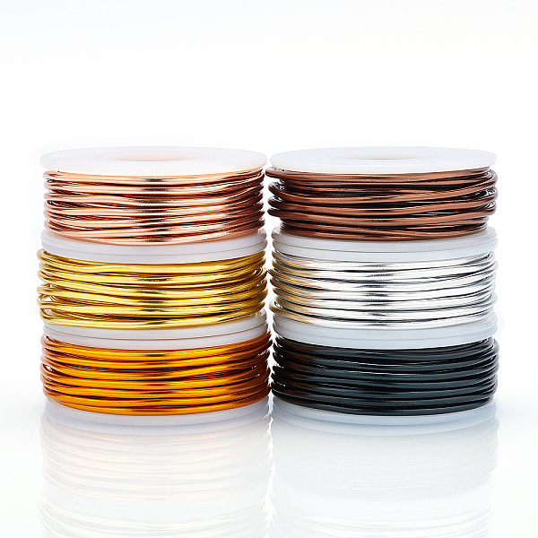 

PandaHall BENECREAT Round Aluminum Wire, Mixed Color, 12 Gauge, 2mm, 5.8m/roll, 6 colors, 1roll/color, 6rolls/set Aluminum Round Multicolor