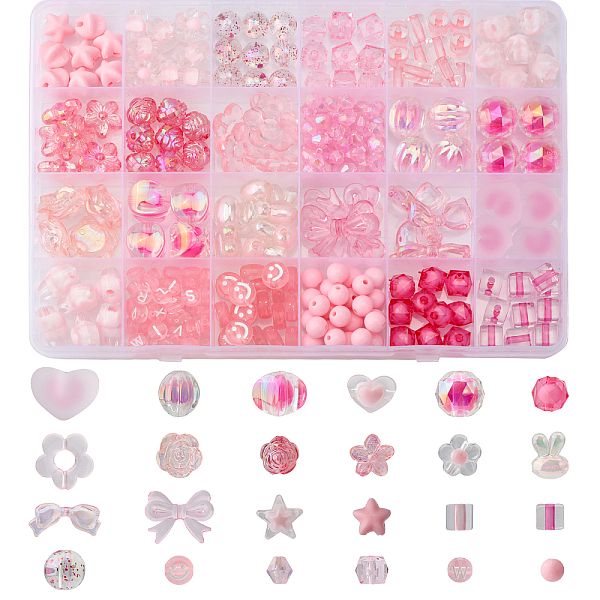 279Pcs 24 Style Transparent Acrylic Beads