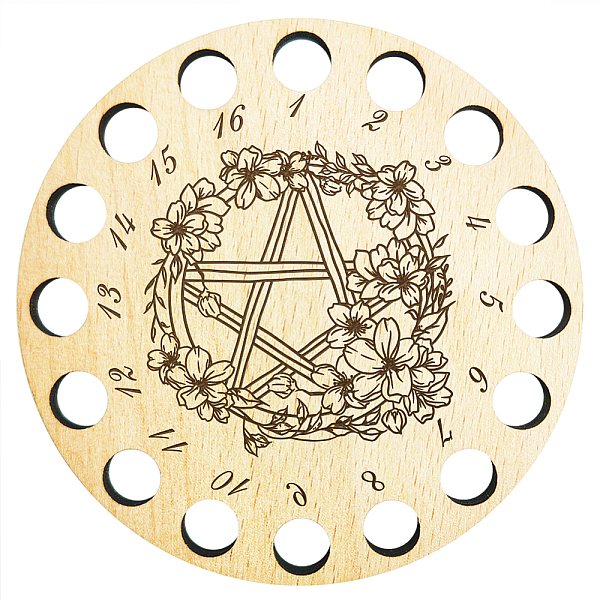 

PandaHall 16-Position Wood Embroidery Thread Storage Trays, Laser Cut Thread Spool Organizer Holder, Flower, 100x3mm, Hole: 10mm Wood Flower