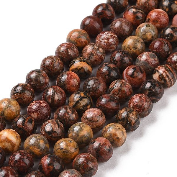 Natural Red Leopard Skin Jasper Beads Strands