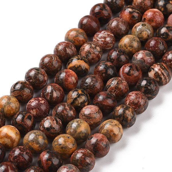 

PandaHall Natural Red Leopard Skin Jasper Beads Strands, Round, 8mm, Hole: 1mm, about 46pcs/strand, 16 inch Leopard Skin Jasper Round