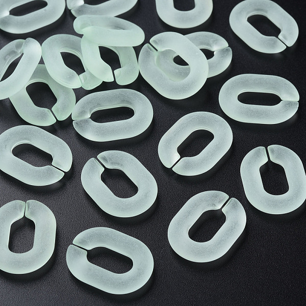 

PandaHall Transparent Acrylic Linking Rings, Quick Link Connectors, for Cable Chains Making, Frosted, Oval, Aquamarine, 24x18x5mm, Inner..., Green