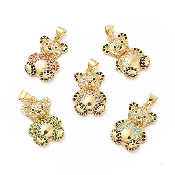

PandaHall Brass Micro Pave Cubic Zirconia Pendants, Bear Charm, Golden, Mixed Color, 23.5x15x5mm, Hole: 4.5x3.5mm Brass+Cubic Zirconia Bear..., Multicolor