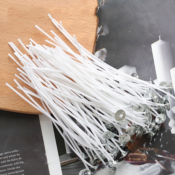 

PandaHall Pre-Waxed Cotton Core Wicks, with Metal Sustainer Tabs, for DIY Candle Making, White, 12~12.5x0.15cm, about 100pcs/bag Cotton...