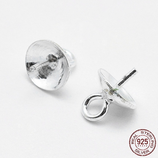 

PandaHall 925 Sterling Silver Pendant Bails, For Half Drilled Beads, Silver, 6.5x5mm, Hole: 1mm, Pin: 0.5mm Sterling Silver Silver