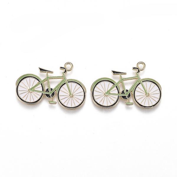 

PandaHall Light Gold Plated Alloy Jewelry Enamel Pendants, Bicycle, Green, Light Gold, 19x25x1.5mm, Hole: 1.8mm Alloy+Enamel Vehicle Green