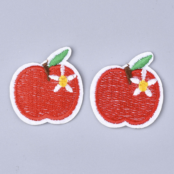

PandaHall Computerized Embroidery Cloth Iron On Patches, Costume Accessories, Appliques, Apple, Red, 37x35x2mm Cloth Fruit Red