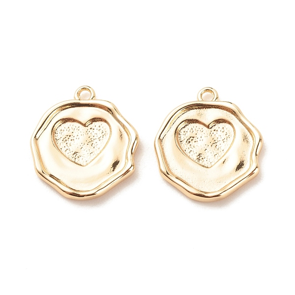 

PandaHall Brass Pendants, Flower with Heart, Light Gold, 17x15x2mm, Hole: 1.5mm Brass Flower