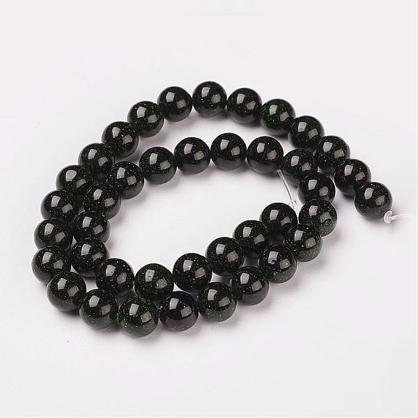

PandaHall Synthetic Green Goldstone Beads Strands, Round, 8mm, Hole: 1mm, about 47pcs/strand, 14.5~15 inch Green Goldstone Round Black