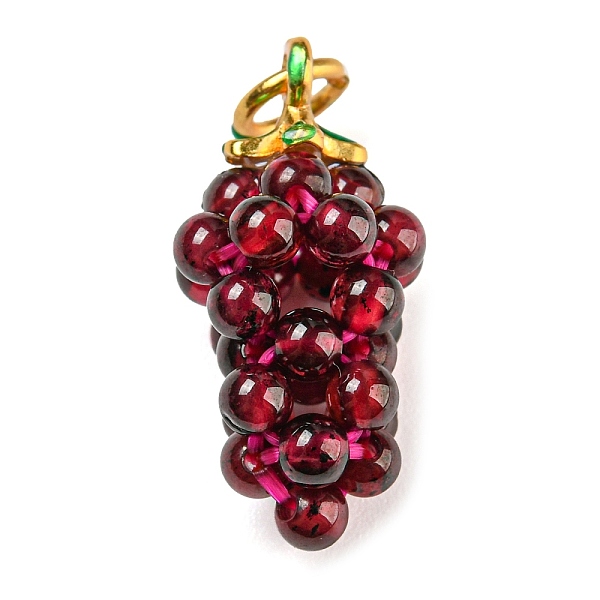 

PandaHall Natural Garnet Round Cluster Pendants, Grape Charms with Golden Plated Alloy Snap on Bails and Elastic Rope, 21x9.5mm, Hole: 3.5mm...