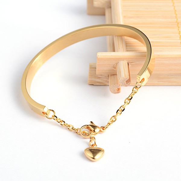 

PandaHall 304 Stainless Steel Bracelets, with Heart Charms and Extender Chain, Golden, 1-5/8 inchx2-1/4 inch(42x58mm) 304 Stainless Steel
