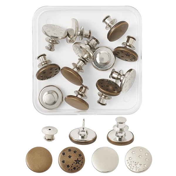 

PandaHall Alloy Buttons, Mixed Color, 74x72x17mm, 12pcs/box Alloy Flat Round Clear
