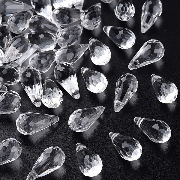 

PandaHall Transparent Acrylic Pendants, Faceted, Teardrop, Clear, 17.5x9mm, Hole: 2mm, about 818pcs/500g Acrylic Teardrop Clear