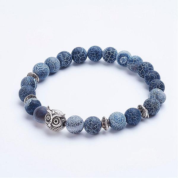 Natural Weathered Agate Beaded Stretch Bracelets