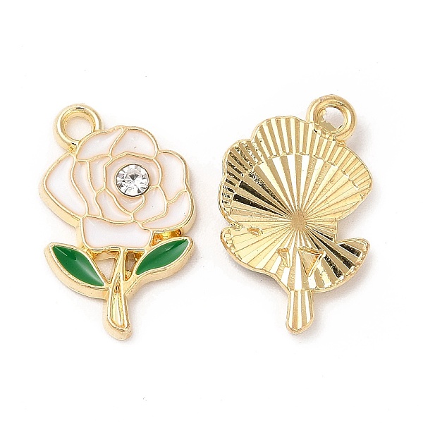 

PandaHall Alloy Enamel Pendants, with Rhinestone, Cadmium Free & Nickel Free & Lead Free, Rose Charm, White, 18x11.5x2mm, Hole: 1.6mm Alloy...