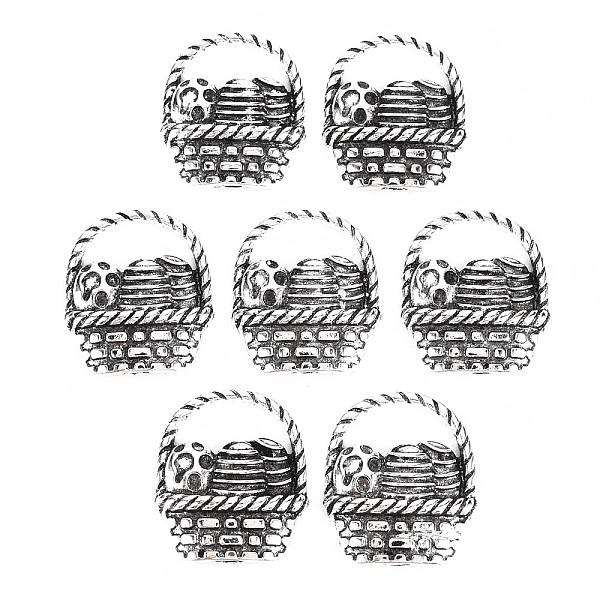 

PandaHall Tibetan Style Alloy Pendants, Cadmium Free & Lead Free, Shopping Basket, Antique Silver, 22.5x19x5mm, Hole: 5.5x14mm Alloy Bag