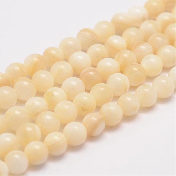 

PandaHall Natural Shell Bead Strands, Round, Wheat, 6mm, Hole: 1mm, about 63pcs/strand, 15.5 inch Other Sea Shell Round Orange