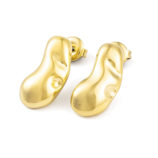 

PandaHall Ion Plating(IP) 304 Stainless Steel Stud Earrings for Women, Cashew, Real 18K Gold Plated, 18.5x9mm 304 Stainless Steel Others
