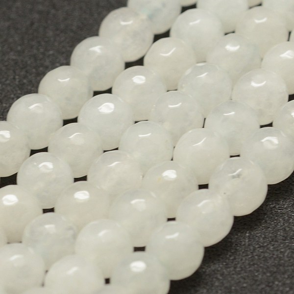 

PandaHall Faceted Natural White Jade Beads Strands, Round, 8mm, Hole: 1mm, about 47pcs/strand, 14 inch(35.6cm) White Jade Round White