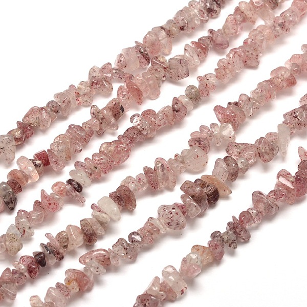 

PandaHall Natural Strawberry Quartz Chip Bead Strands, 5~8x5~8mm, Hole: 1mm, about 31.5 inch Strawberry Quartz Chip