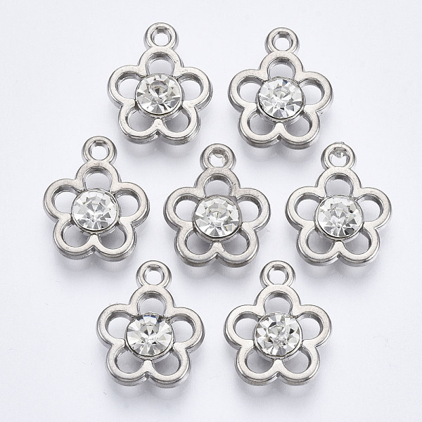 

PandaHall UV Plating Acrylic Pendants, with Acrylic Rhinestone, Flower, Platinum, 17.5x14.5x5mm, Hole: 1.8mm Acrylic Flower