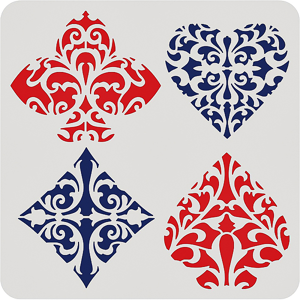 

PandaHall BENECREAT Daily Theme Plastic Reusable Drawing Painting Stencils, 12"X12" Poker Playing Card Stencil for Painting on Scrapbook..., White