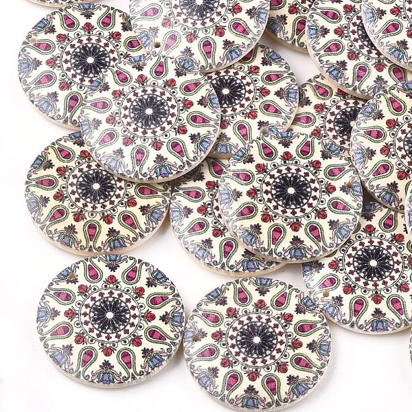 

PandaHall Printed Wooden Pendants, Flat Round, Beige, 30x5mm, Hole: 1mm Wood Flat Round Yellow