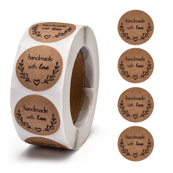 

PandaHall Self-Adhesive Kraft Paper Gift Tag Stickers, Adhesive Labels, for Festival, Christmas, Holiday, Wedding Presents, with Word..., Orange