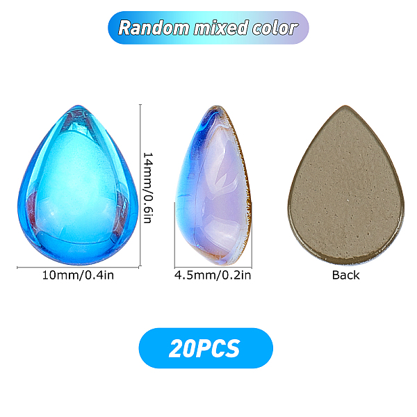 

PandaHall SUNNYCLUE 1 Box 20Pcs Teardrop Transparent K9 Glass Cabochons 14x10mm Flat Back Clear Water drop Cabochon Dome Tiles for Earring..., Multicolor