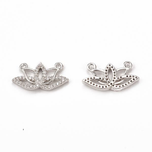 

PandaHall Brass Micro Pave Cubic Zirconia 2-Loop Pendants, Lotus Charms, Platinum, 10.5x20x2.5mm, Hole: 1.5mm Brass+Cubic Zirconia Flower..., Clear