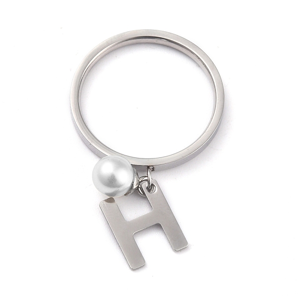 

PandaHall Dual-use Items, 304 Stainless Steel Finger Rings or Pendants, with Plastic Round Beads, Stainless Steel Color, White, Letter.H, US...