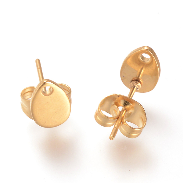 

PandaHall 304 Stainless Steel Stud Earring Findings, with Loop, Teardrop, Golden, 8x5mm, Hole: 1mm, Pin: 0.8mm 304 Stainless Steel Teardrop
