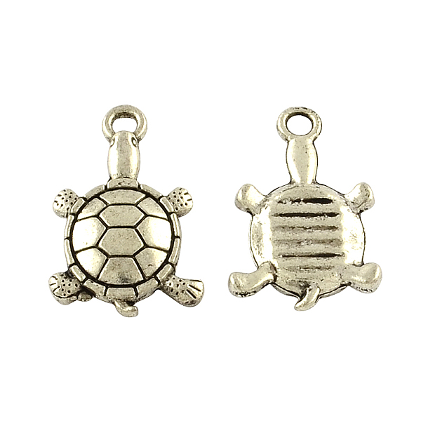 

PandaHall Tibetan Style Alloy Tortoise Pendants, Cadmium Free & Lead Free, Antique Silver, 19x12x3mm, Hole: 2mm, about 454pcs/500g Alloy...