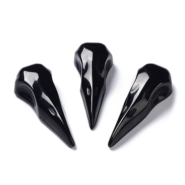 

PandaHall Natural Obsidian Home Display Decoration, Reiki Energy Stone, Crow Mouth, 61~66x24~25x16~18mm Obsidian Others