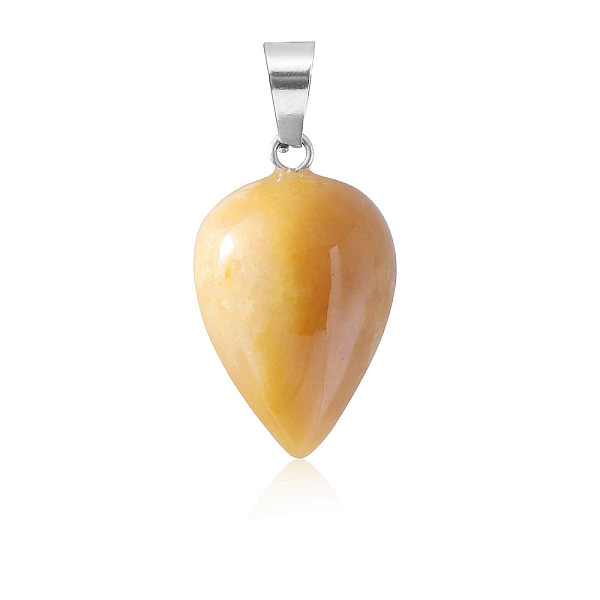 

PandaHall Natural Topaz Jade Pendants, Teardrop Charms with Platinum Plated Metal Snap on Bails, 26x16mm Topaz Jade Teardrop