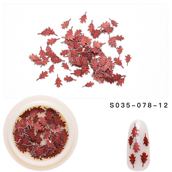 

PandaHall Paper Cabochons, Faddish Nail Art Decorations, Leaf, FireBrick, 3~10x3~7x0.1mm, 50pcs/box Paper Leaf Red