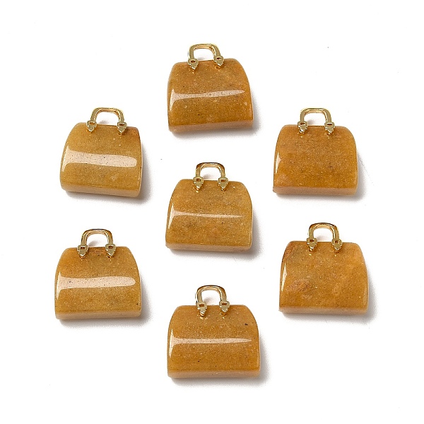 

PandaHall Natural Topaz Jade Brass Pendants, Handbag Charms, Golden, 27.5x26x12mm, Hole: 6.3x5mm Topaz Jade Bag