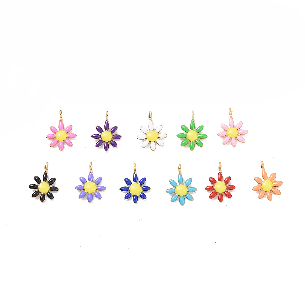 

PandaHall Ion Plating(IP) 304 Stainless Steel Charms, with Enamel, Mixed Color, Flower, Golden, 10x7.5x2mm, Hole: 1mm Stainless Steel+Enamel..., Multicolor