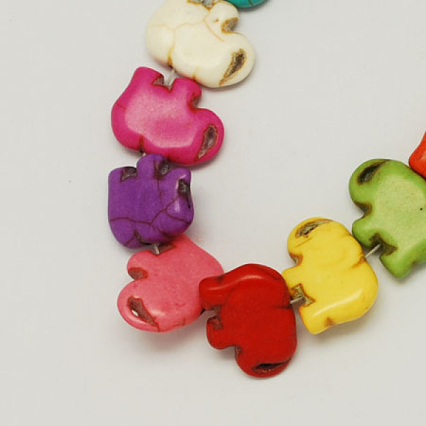 

PandaHall Synthetical Turquoise Beads Strands, Dyed, Elephant, Mixed Color, 11x15x5.5mm, Hole: 1.5mm Synthetic Turquoise Elephant Multicolor