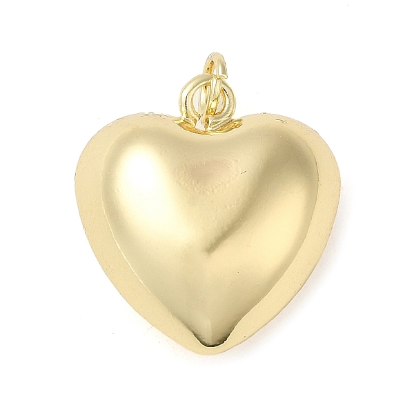 

PandaHall Rack Plating Brass Pendants, with Jump Ring, Puffed Heart Charm, Real 18K Gold Plated, 20x18x9.5mm, Hole: 3mm Brass Heart