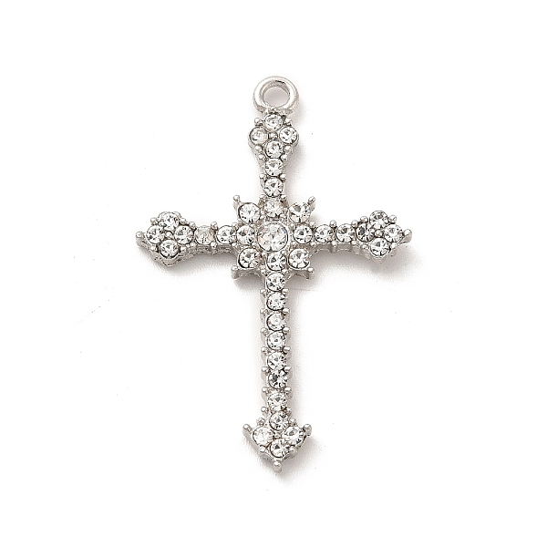 

PandaHall Alloy Crystal Rhinestone Pendants, Cross Charm, Platinum, 38x25x3mm, Hole: 2mm Alloy+Rhinestone Cross Clear