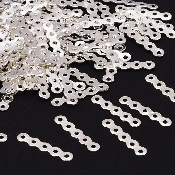 

PandaHall 5-Hole Iron Spacer Bars, Silver Color Plated, 17x3x0.5mm, Hole: 1mm Iron Others