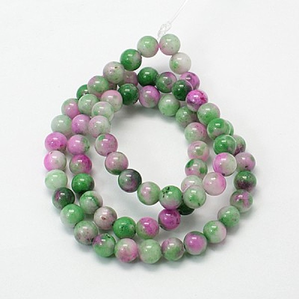 

PandaHall Jade Beads Strands, Natural White Jade, Dyed, Round, Colorful, 12mm, Hole: 1.5mm, about 33pcs/strand, 15.7 inch White Jade Round