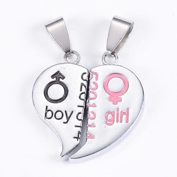 

PandaHall Zinc Alloy Enamel Pendants, Split Pendants, with Magnetic, Heart, Platinum, 26x25x3mm, Hole: 4x8mm Alloy+Enamel Heart
