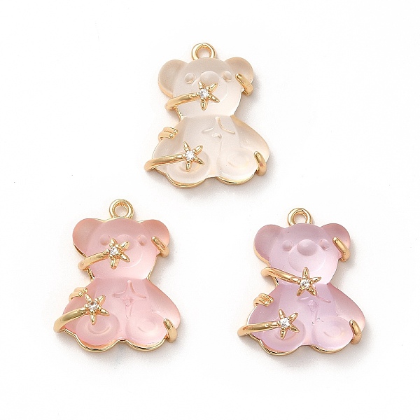 

PandaHall Transparent Resin Crystal Rhinestone Pendants, Bear Charms, with Rack Plating Real 14K Gold Plated Brass Findings, Cadmium Free &..., Multicolor