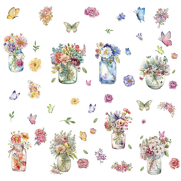 

PandaHall 8 Sheets 8 Styles PVC Waterproof Wall Stickers, Self-Adhesive Decals, for Window or Stairway Home Decoration, Rectangle, Flower...