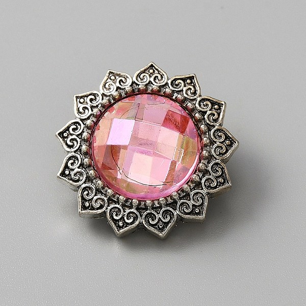 

PandaHall Alloy Snap Buttons, with Plastic Rhinestone, Jewelry Buttons, Flower, Pink, 20.5x11mm, Knob: 5mm Alloy+Plastic Flower Pink