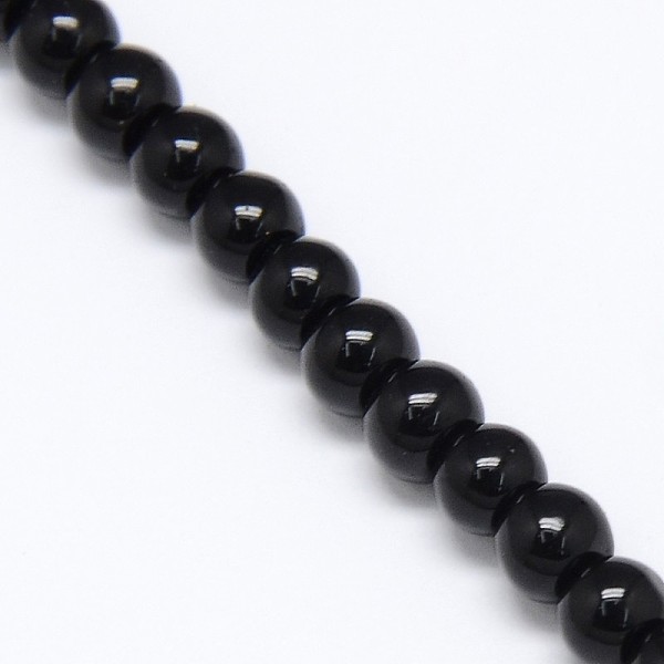 

PandaHall Crystal Glass Round Beads Strands, Black, 4mm, Hole: 1mm, about 105pcs/strand, 15.7 inch Glass Round Black