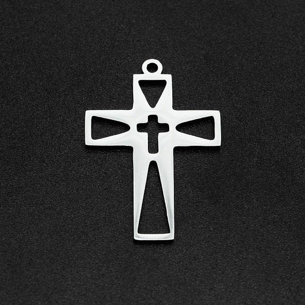 

PandaHall 201 Stainless Steel Pendants, Laser Cut, Hollow, Cross, Stainless Steel Color, 30x20.5x1mm, Hole: 1.6mm 201 Stainless Steel Cross