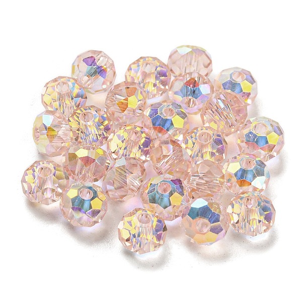 

PandaHall Transparent Electroplate Glass Beads, Faceted, Rondelle, Lavender Blush, 6x4.5mm, Hole: 1.2mm, 100pcs/bag Glass Rondelle